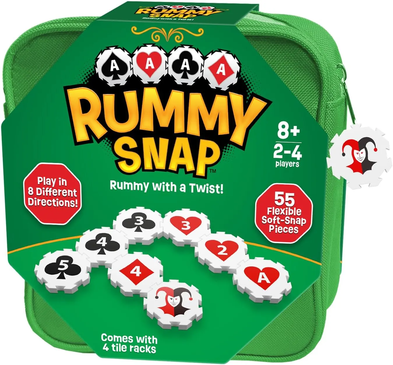 Rummy Strategy Game for Adults, Family, and Kids, Includes Full Size Snap Tiles, Racks, and Storage Travel Bag, Fun for Ages 8 , 2-4 Players