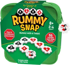 Rummy Strategy Game for Adults, Family, and Kids, Includes Full Size Snap Tiles, Racks, and Storage Travel Bag, Fun for Ages 8 , 2-4 Players