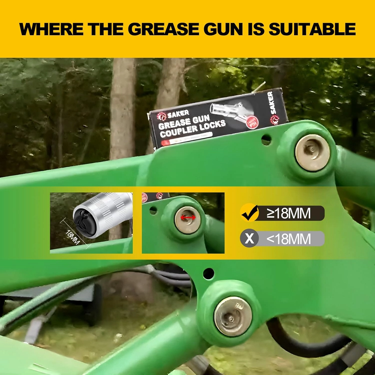 Saker Grease Gun Coupler-Upgrade to 14000 PSI,Duty Quick Release Grease Couplers,Compatible with All Grease Guns 1/8" NPT Fittings (2 PCS)