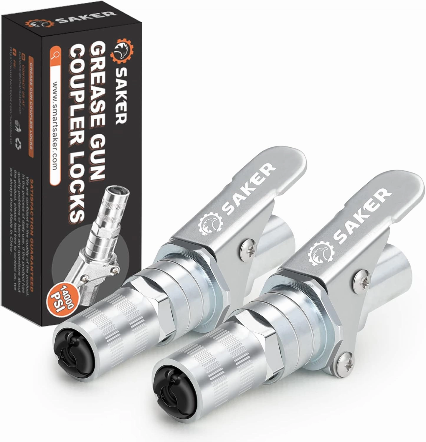 Saker Grease Gun Coupler-Upgrade to 14000 PSI,Duty Quick Release Grease Couplers,Compatible with All Grease Guns 1/8" NPT Fittings (2 PCS)
