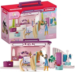 Schleich Horse Club Sofia's Beauties Horse Pop-Up Boutique with Hair Brushing Accessories and Figurines - 25-Piece Brushable Hair Pop-up Horse Salon Boutique For Grooming Horses, Gift for Kids Ages 4 