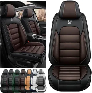 Seat Covers for Toyota Corolla 2006-2024,2PCS Leather Car Seat Covers,Waterproof Seat Protectors Auto Seat Covers,Soft Interior Cover Seats for Cars(Black and Coffee)