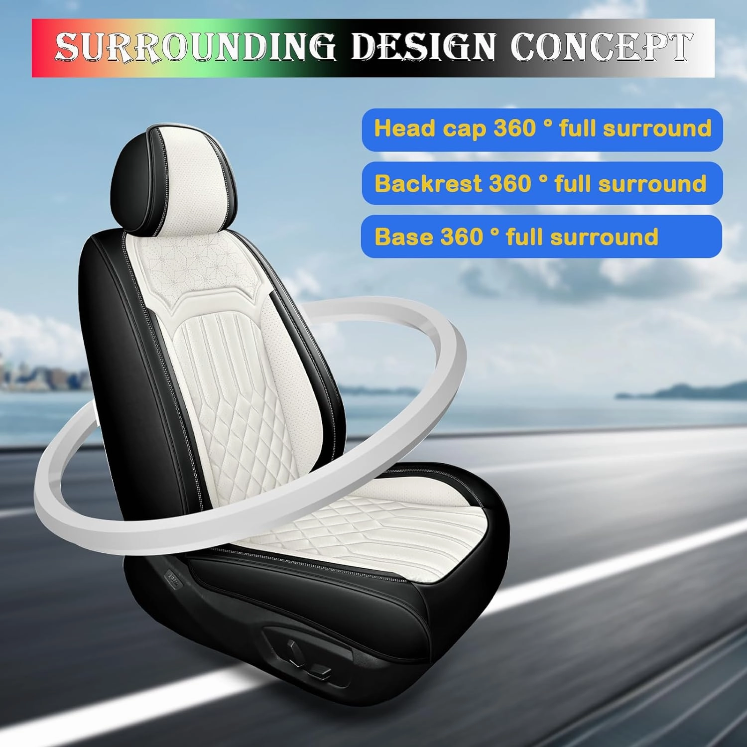 Seat Covers for Chevy Trailblazer 2021-2025 Leather Car Seat Covers Waterproof Soft Seat Cover Protectors Comfort Automotive Seat Covers with Airbag(Black&White,5 Seats)