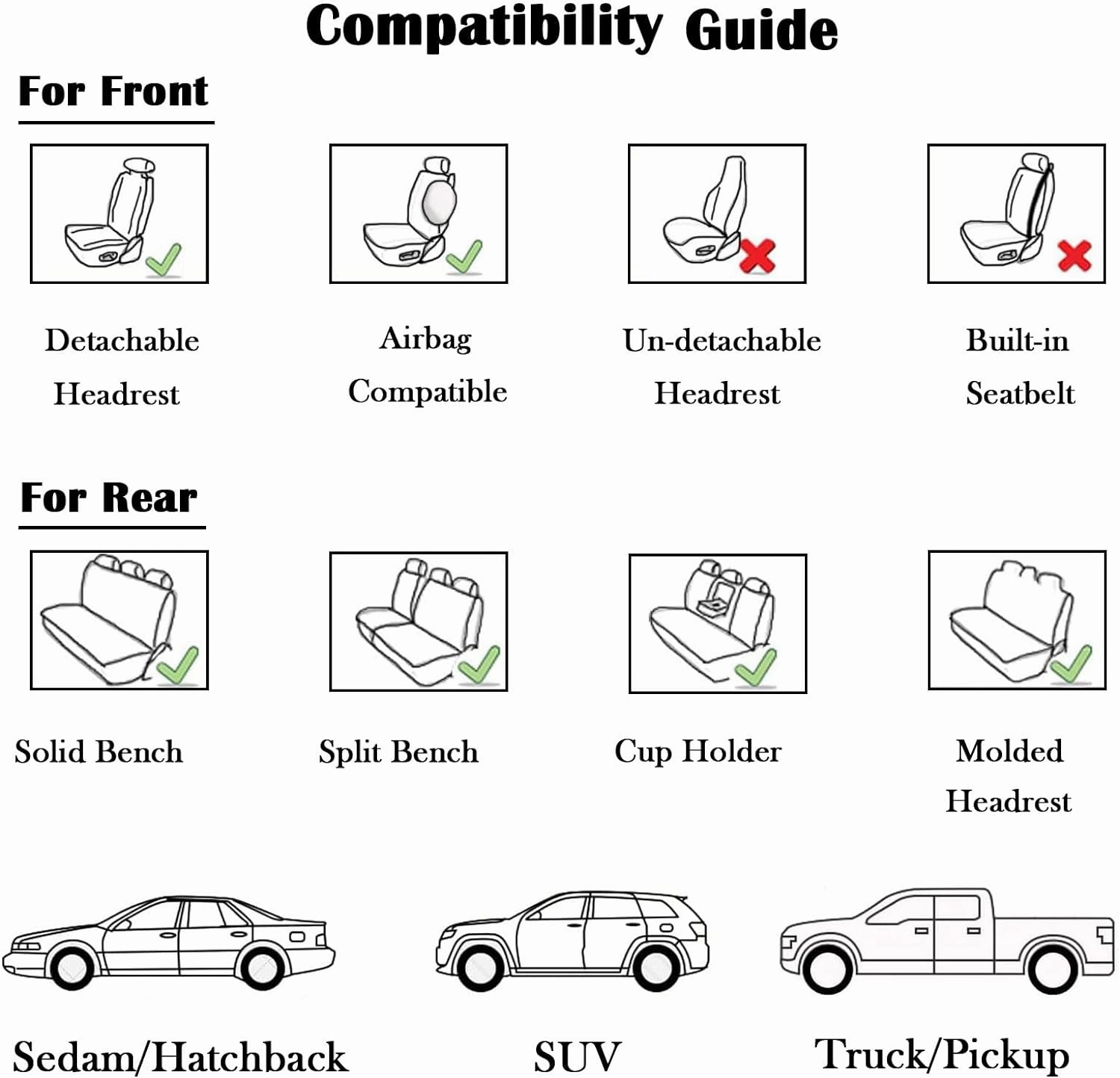 Seat Covers for Chevy Trailblazer 2021-2025 Leather Car Seat Covers Waterproof Soft Seat Cover Protectors Comfort Automotive Seat Covers with Airbag(Black&White,5 Seats)