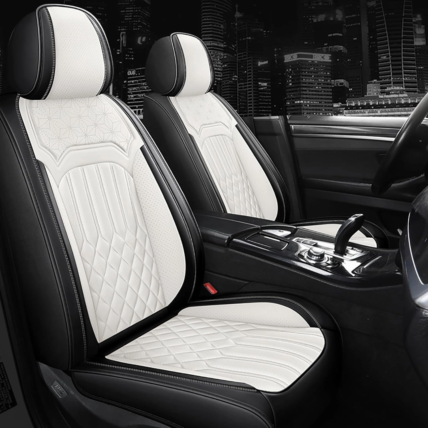 Seat Covers for Chevy Trailblazer 2021-2025 Leather Car Seat Covers Waterproof Soft Seat Cover Protectors Comfort Automotive Seat Covers with Airbag(Black&White,5 Seats)