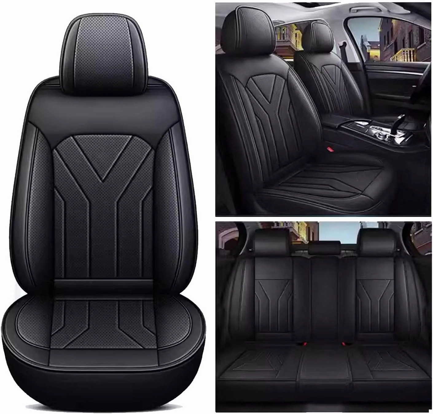 Seat Covers Full Set for Ligier JS50 2000-2024,Leather Seat Covers, Car Seat Covers Full Set 5 Seats, 5D Leather Car Seat Cushion Super Breathable(A)