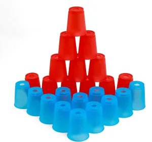 SEISSO Quick Stack Cups, 24PCS Stacking Cups Training Game for School Family Party, Kids Gifts Starter Set of Stacking Cup, Blue & Red