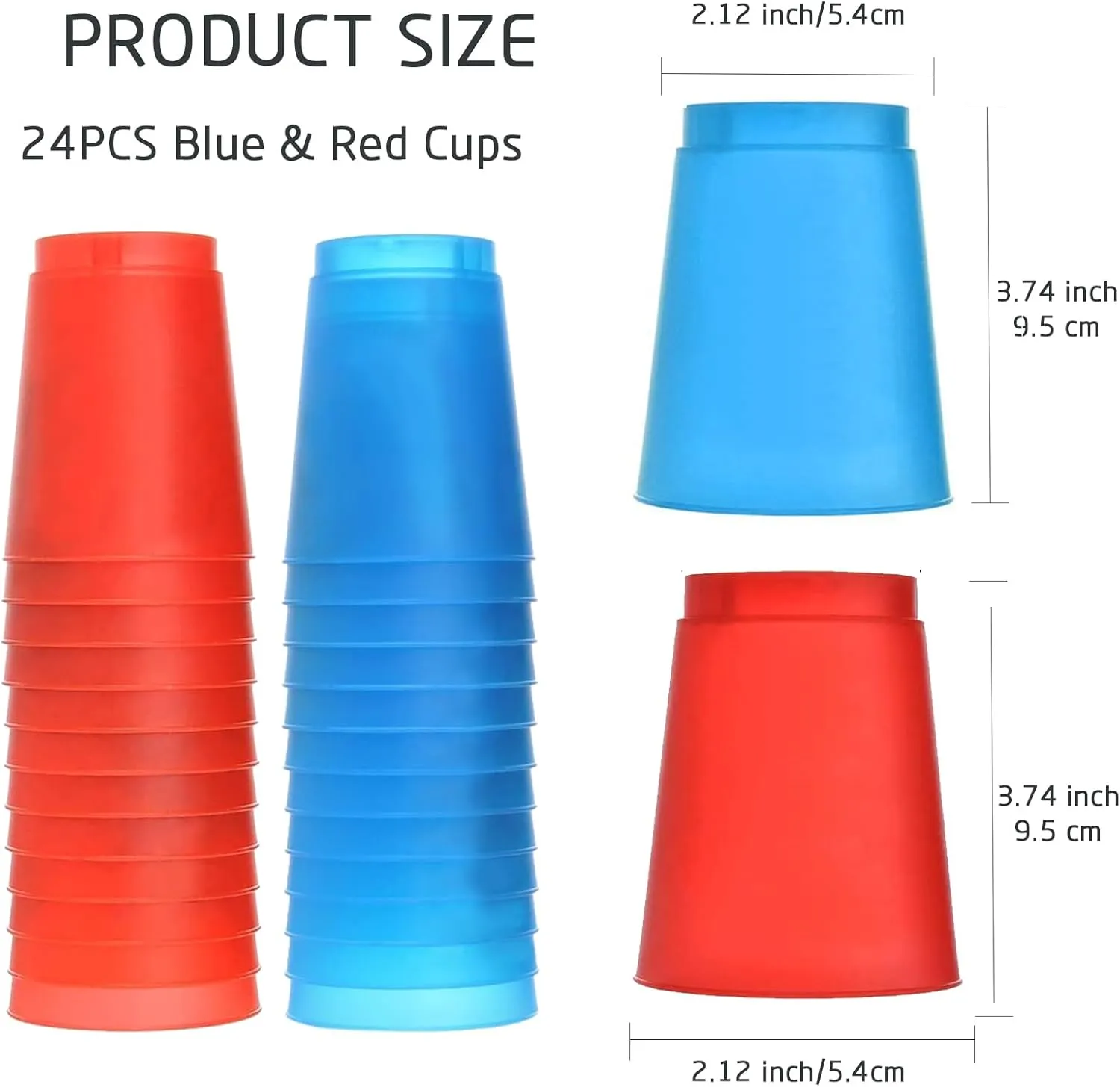 SEISSO Quick Stack Cups, 24PCS Stacking Cups Training Game for School Family Party, Kids Gifts Starter Set of Stacking Cup, Blue & Red