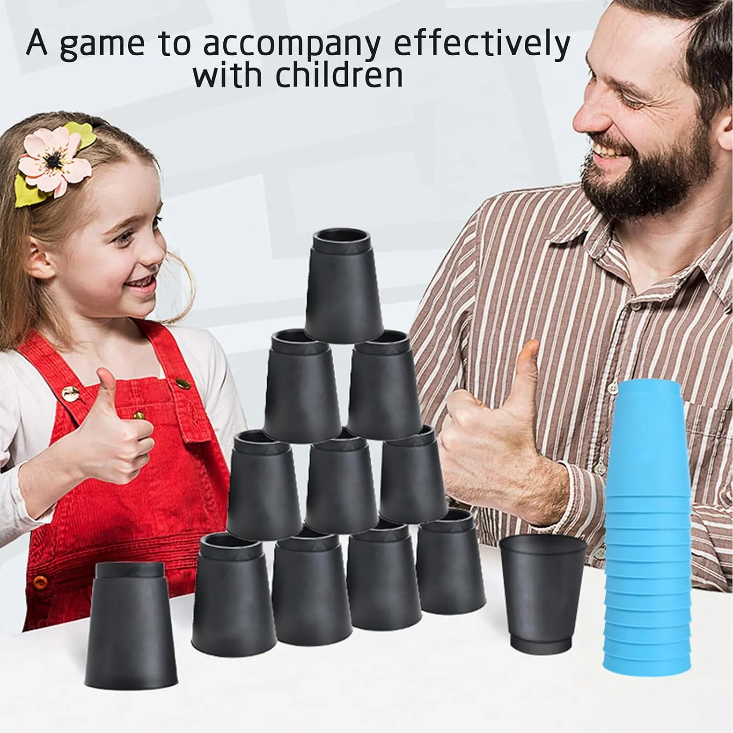 SEISSO Quick Stacks Cups,12PCS Stacking Cup Set,Classic Stack Training Game for Classroom,Great Gift Idea for Boys Girls (Black)