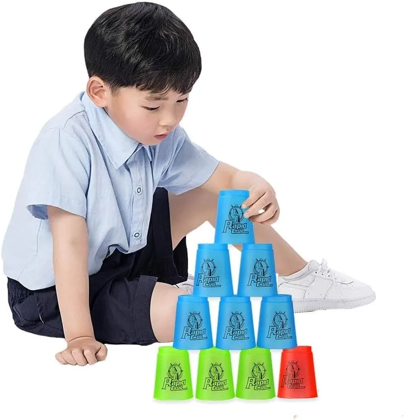 SEISSO Stack Cups, Stacking Cup Set Classic Stack Training Game Toys for Kids Boys Girls Stacking Cups (12 Pack Blue   12 Pack Green)