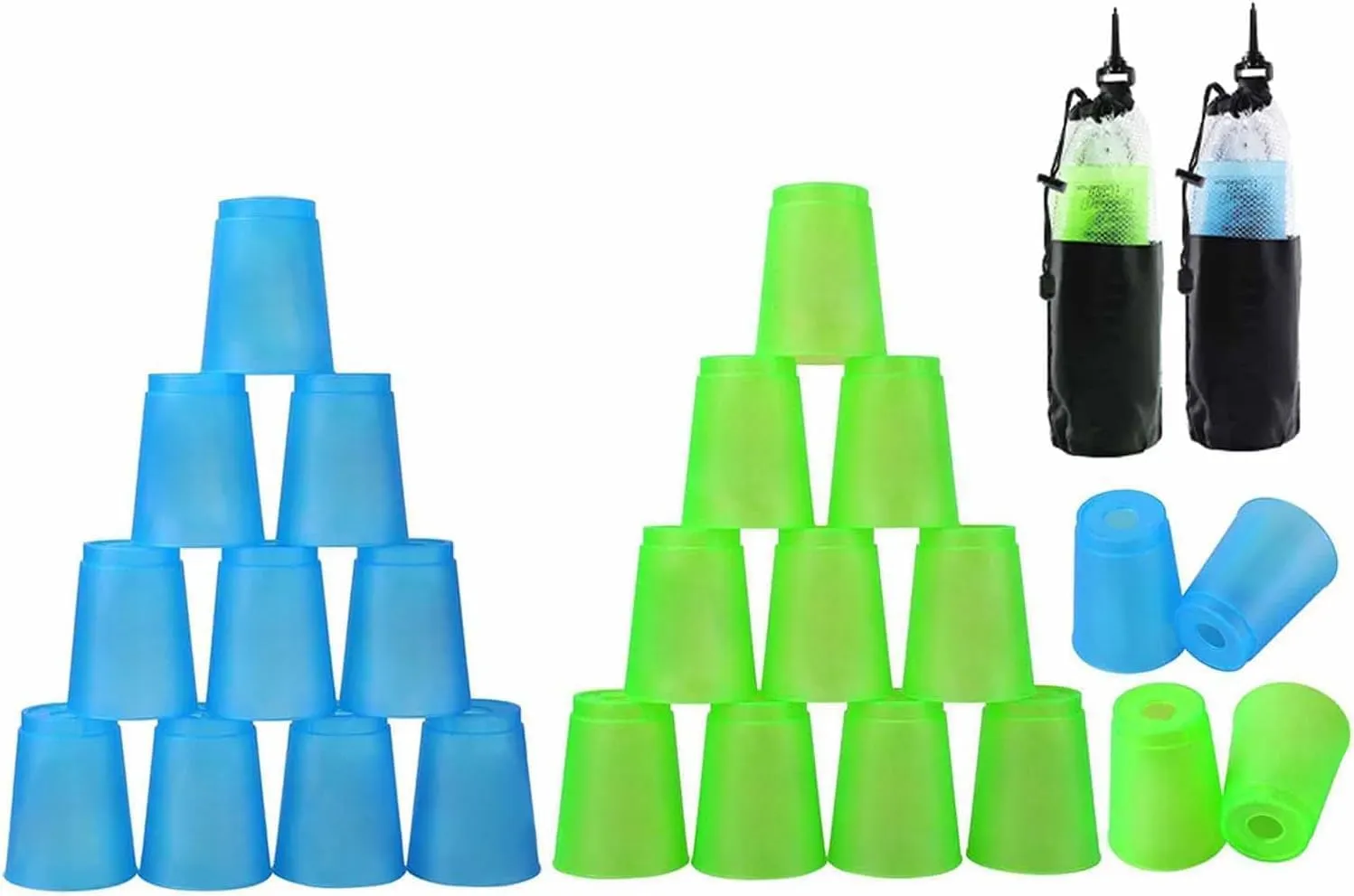 SEISSO Stack Cups, Stacking Cup Set Classic Stack Training Game Toys for Kids Boys Girls Stacking Cups (12 Pack Blue   12 Pack Green)