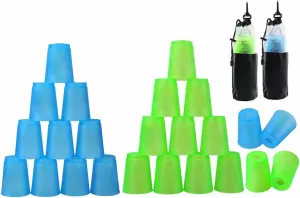 SEISSO Stack Cups, Stacking Cup Set Classic Stack Training Game Toys for Kids Boys Girls Stacking Cups (12 Pack Blue   12 Pack Green)