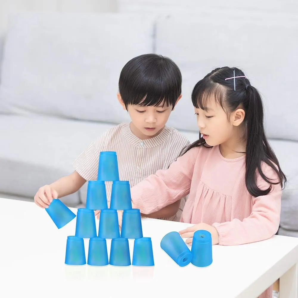 SEISSO Stack Cups, Stacking Cup Set Classic Stack Training Game Toys for Kids Boys Girls Stacking Cups (12 Pack Blue   12 Pack Green)