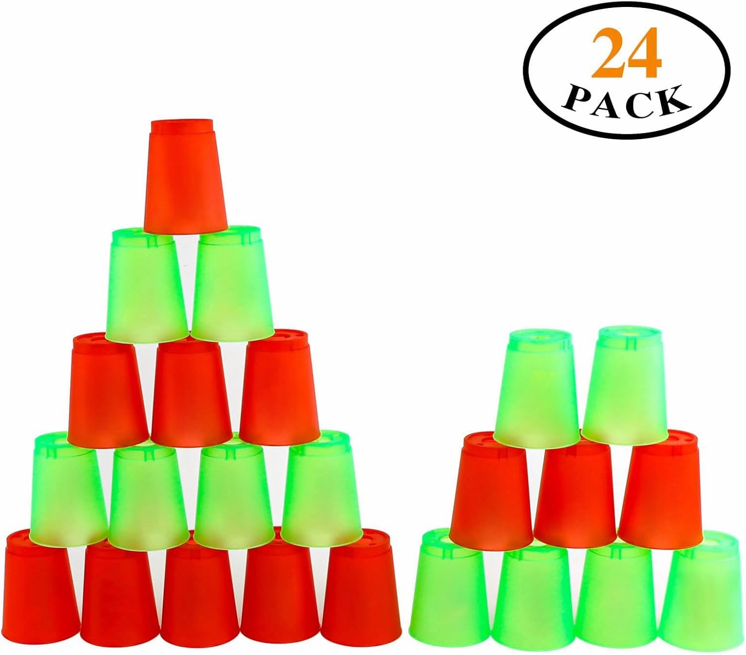 SEISSO Stack Cups, Stacking Cup Set Classic Stack Training Game Toys for Kids Boys Girls Stacking Cups (12 Pack Green   12 Pack Red)