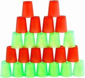 SEISSO Stack Cups, Stacking Cup Set Classic Stack Training Game Toys for Kids Boys Girls Stacking Cups (12 Pack Green   12 Pack Red)