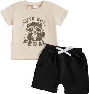 Sejardin Infant Baby Boy Summer Clothes Letter Print Short Sleeve T Shirt Tops and Stretch Shorts Cute Baby Boy Outfit