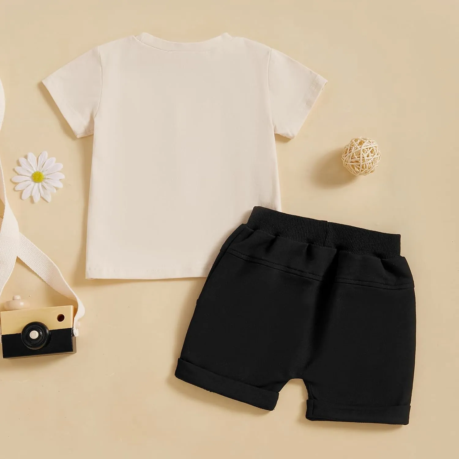 Sejardin Infant Baby Boy Summer Clothes Letter Print Short Sleeve T Shirt Tops and Stretch Shorts Cute Baby Boy Outfit