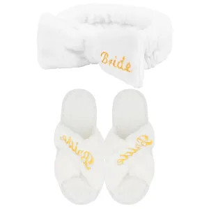 Semato Bridal Shower Gifts Bride Slippers and Bride Headband Bachelorette Gifts for Bride Bachelorette Party Favors