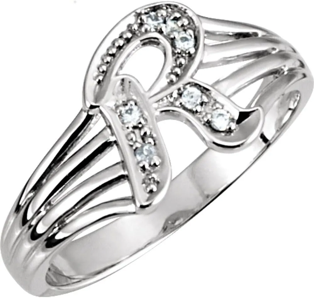 Semi-Polished 18k Palladium White Gold (No Nickel) Initial D Ring Fine Jewelry For Women Gifts For Her (Mounting Only, Not All Stones Included), Size 6