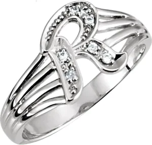 Semi-Polished 18k Palladium White Gold (No Nickel) Initial D Ring Fine Jewelry For Women Gifts For Her (Mounting Only, Not All Stones Included), Size 6