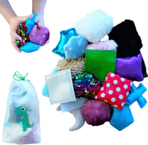 SENSORY4U Sensory Tiles Bag - 20 Textured Kids Sensory Toys for Tactile Exploration, Fine Motor Skills - Montessori Learning Kit for Autism, ADHD, and Special Needs - Soft Touch Bean Bag Tiles
