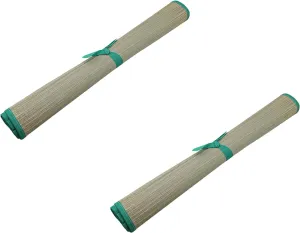 Set of 2 Natural Straw Beach Mats 24" x 72" - Multi-Purpose, Portable & Eco-Friendly - Perfect for Yoga, Picnics, Camping Festivals & Outdoor Activities