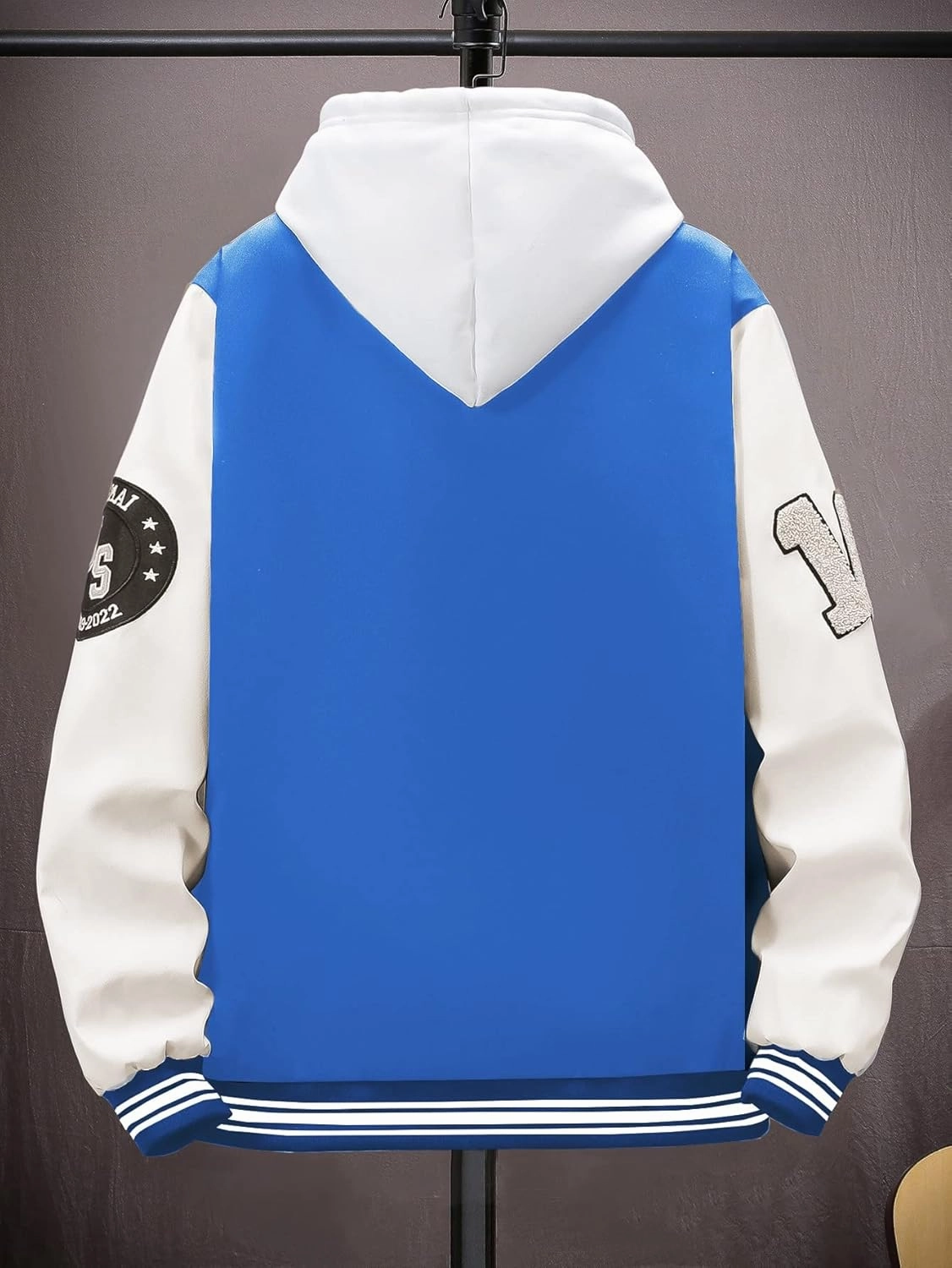 SHENHE Men's Letter Print Varsity Jacket Color Block Streetwear Bomer Baseball Jacket