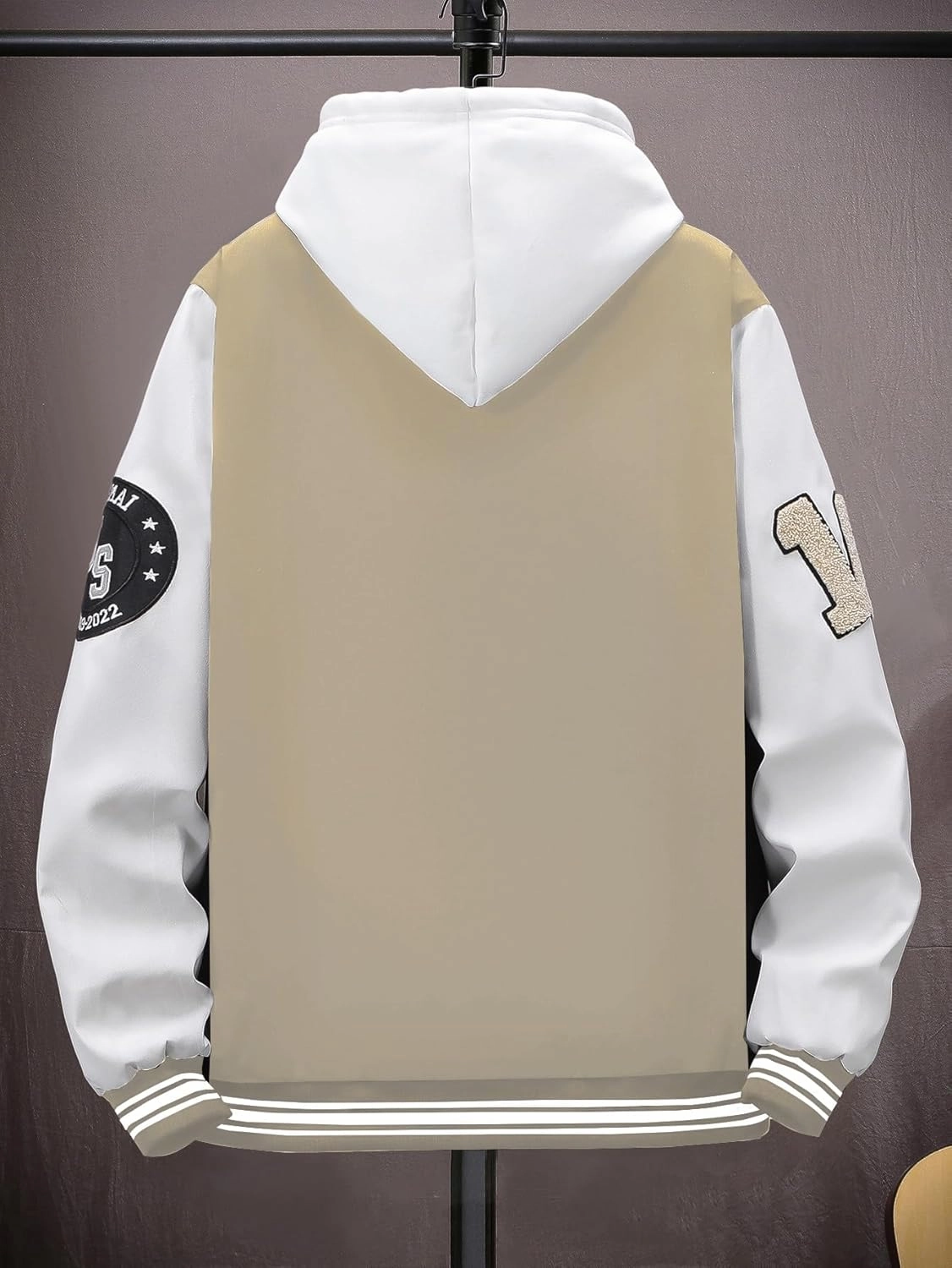 SHENHE Men's Letter Print Varsity Jacket Color Block Streetwear Bomer Baseball Jacket