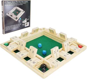 Shut The Box Dice Game,Wooden Board Table Math Game for 1-4 Players,Classic Family Game with 12 Dices for Kids Adults Pub Classroom or Home(12 Inches)