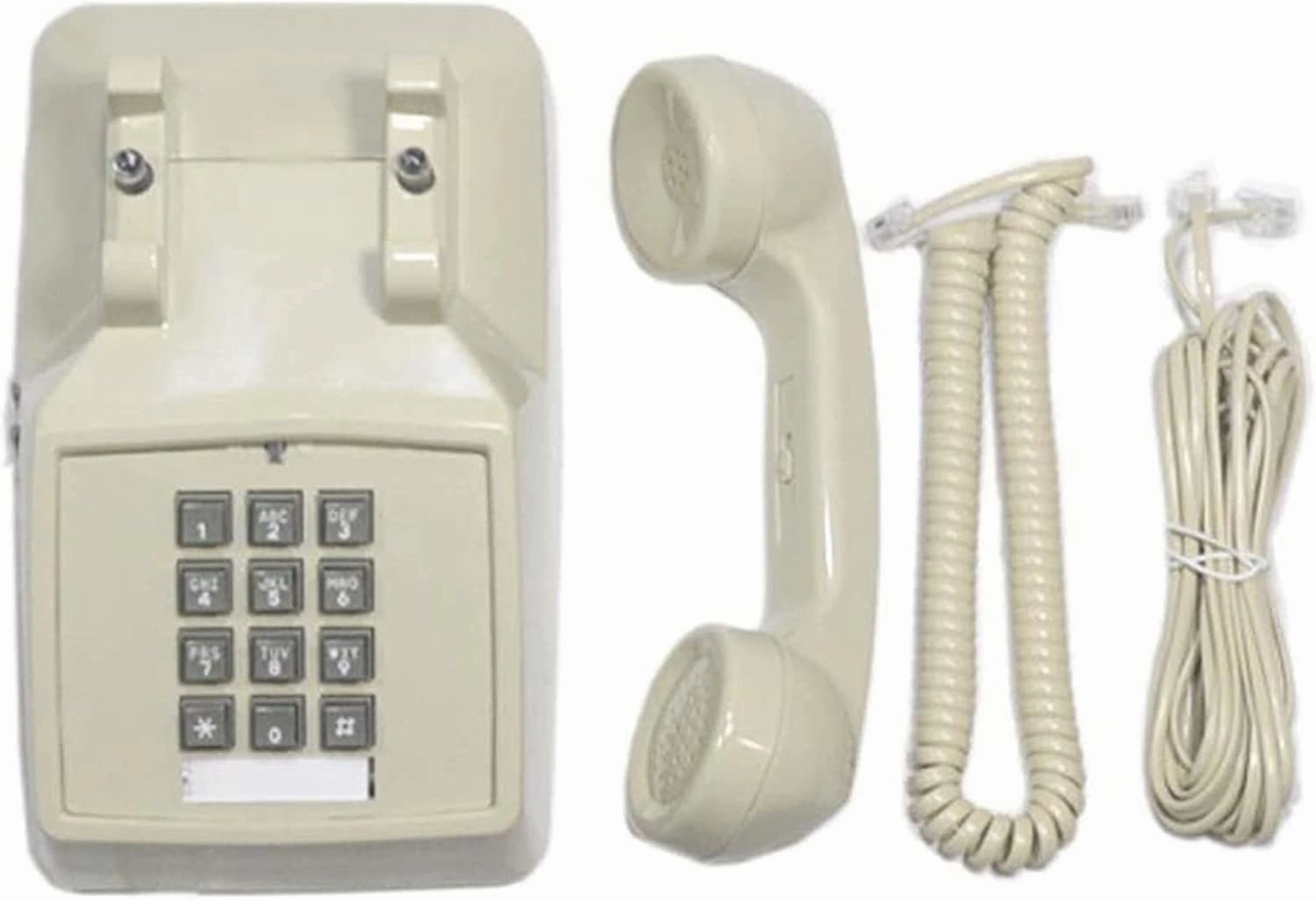Single Line Classic 2500 Analog Desk Phone with Volume Control, Works on PBX, Handset and Line Cord, 2 Ports, Beige/Ash