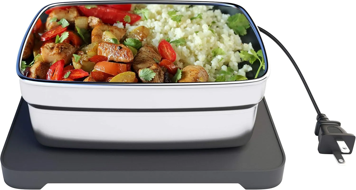 Skywin Portable Heated Lunch Box with Type A Wall Plug, Food Warmer Lunch Box, Personal Meal Reheater, No Microwave Needed, Container Included (Black)