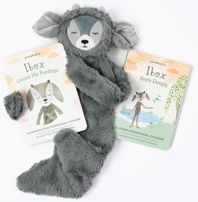 Slumberkins Ibex Snuggler & 2 Board Books Complete Set Bundle | Promotes Emotional Courage, Resilience & Empathy | Social Emotional Tools for Ages 0  (Ibex Kin Snuggler   2 Board Books)