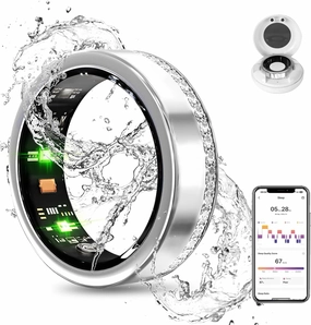 Smart Ring Fitness Tracker Ring - Health Sleep Heart Rate Blood Oxygen Blood Pressure Tracker,Fashionable Diamond Style,IP68, Compatible with iOS,Android 7#