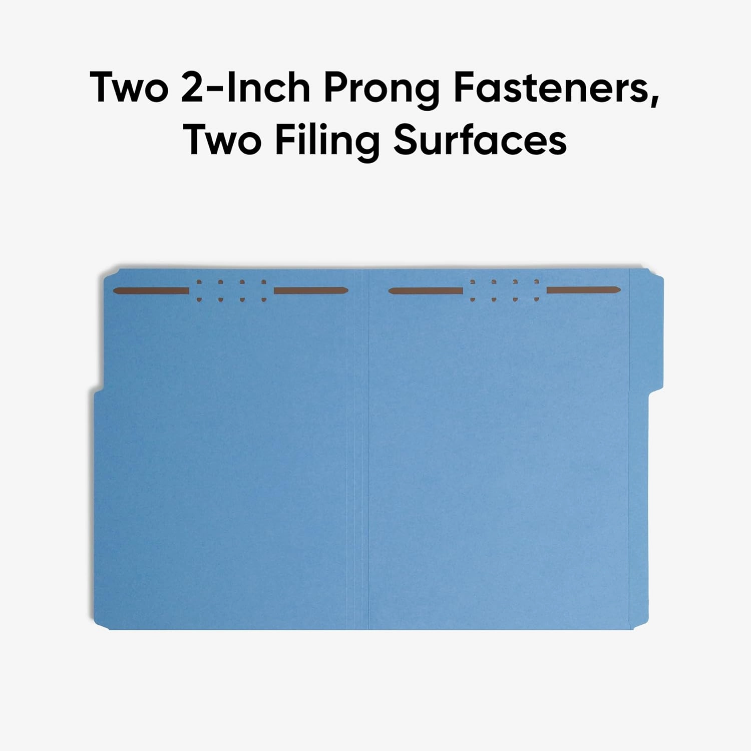Smead Fastener File Folders, 50 Count, Blue, Reinforced 1/3-Cut Tabs, 2 Fasteners, Letter Size (12040)