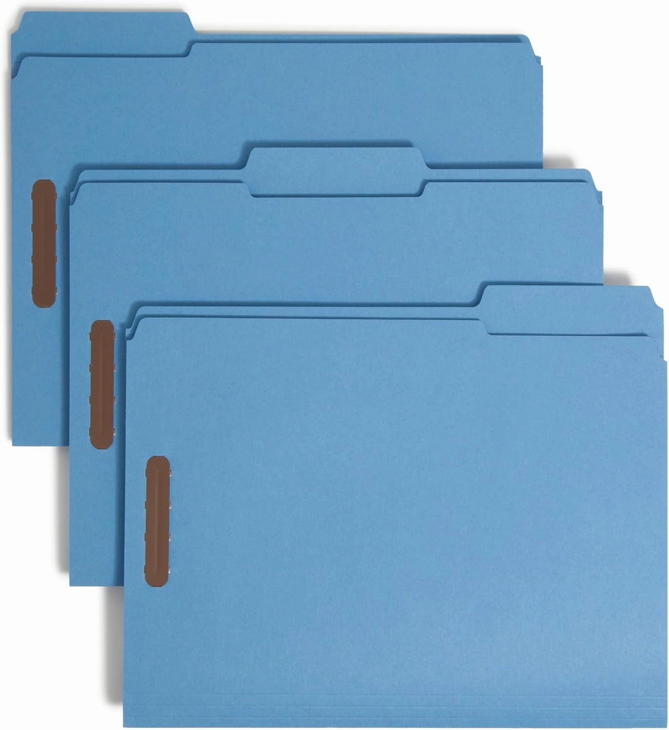 Smead Fastener File Folders, 50 Count, Blue, Reinforced 1/3-Cut Tabs, 2 Fasteners, Letter Size (12040)