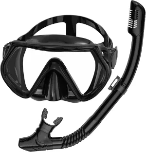 Snorkeling Gear for Adults, Dry-Top Snorkel Set Scuba Diving mask, Snorkel Mask, Panoramic Anti-Leak Anti-Fog Tempered Glass Lens, Swimming Training Snorkeling Packages