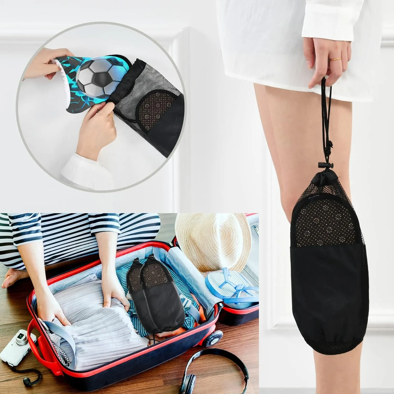 Soccer Football Slippers, Soft Memory Foam Non-Slip Indoor House Slippers Home Shoes for Bedroom Spa Hotel Travel