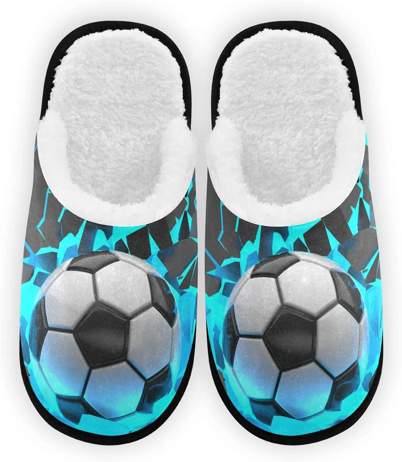 Soccer Football Slippers, Soft Memory Foam Non-Slip Indoor House Slippers Home Shoes for Bedroom Spa Hotel Travel