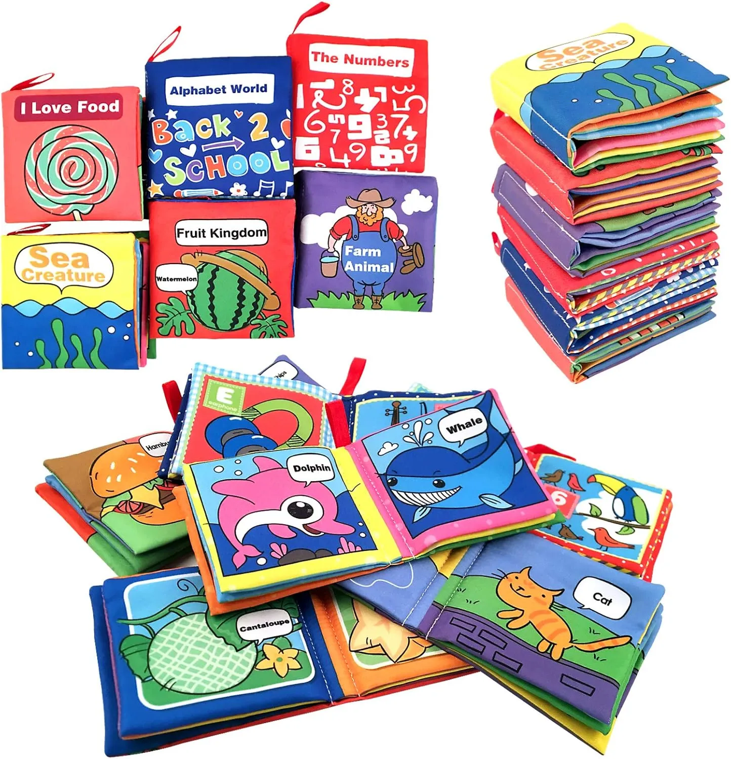 Soft Cloth Books for Baby, Toddler and Infant - Let's Learn Together, Educational Toy for Boy & Girl, Shower Gift for Baby, Pack of 6