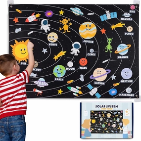 Solar System for Kids Toys with 61 Felt Figures - BONNYCO | Space Montessori Toys, Girls Boys Birthday Gifts Planets | Felt Board for Toddlers Story, Educational Kids Gifts 3 4 5 6 7 8 Years Christmas