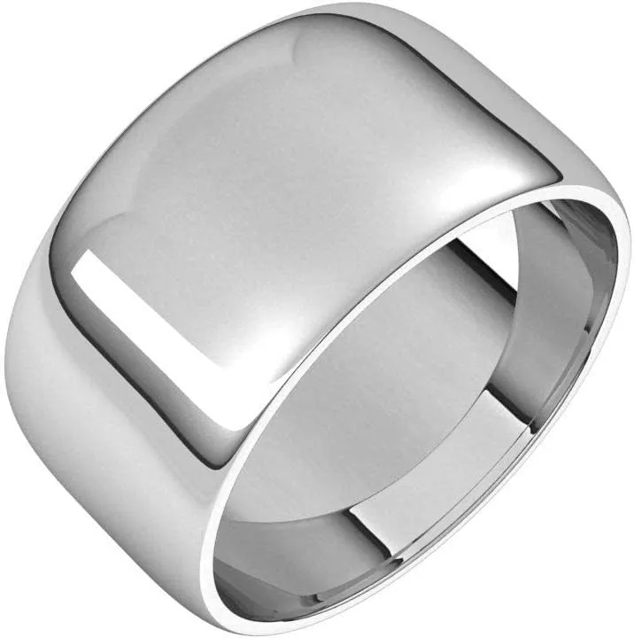 Solid Palladium 10mm Wedding Band Ring Classic Plain Traditional - Size 10.5