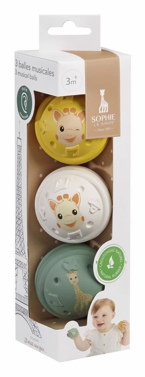 Sophie La Girafe - 3 Musical Balls Hearing - Natural rubber