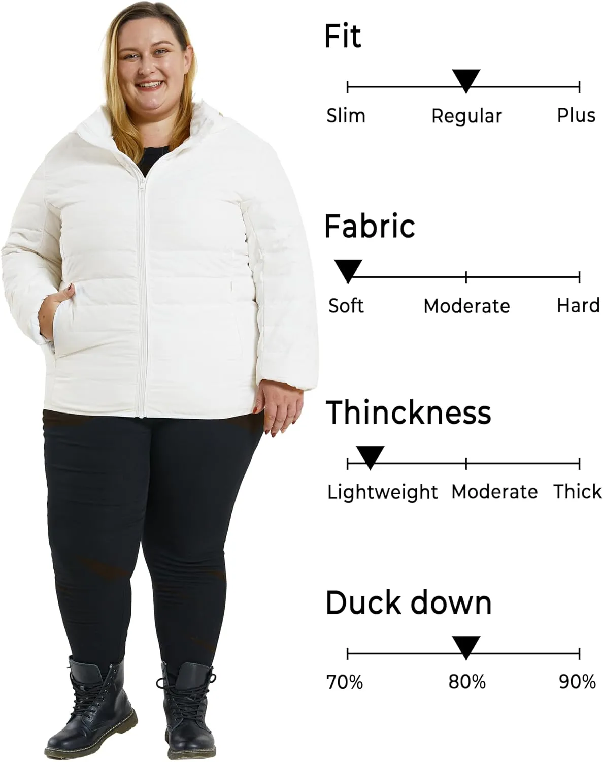 Soularge Women's Plus Size Winter Packable Lightweight Down Coat with Detachable Hood