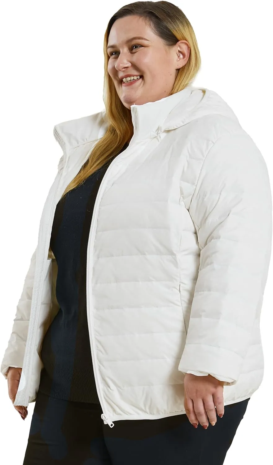 Soularge Women's Plus Size Winter Packable Lightweight Down Coat with Detachable Hood