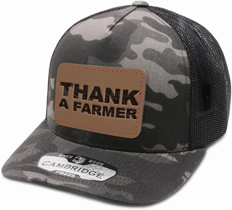 Speedy Pros Engraving Trucker Mesh Cap Thank A Farmer Inspiration & Motivation Gratitude Snapback Polyester