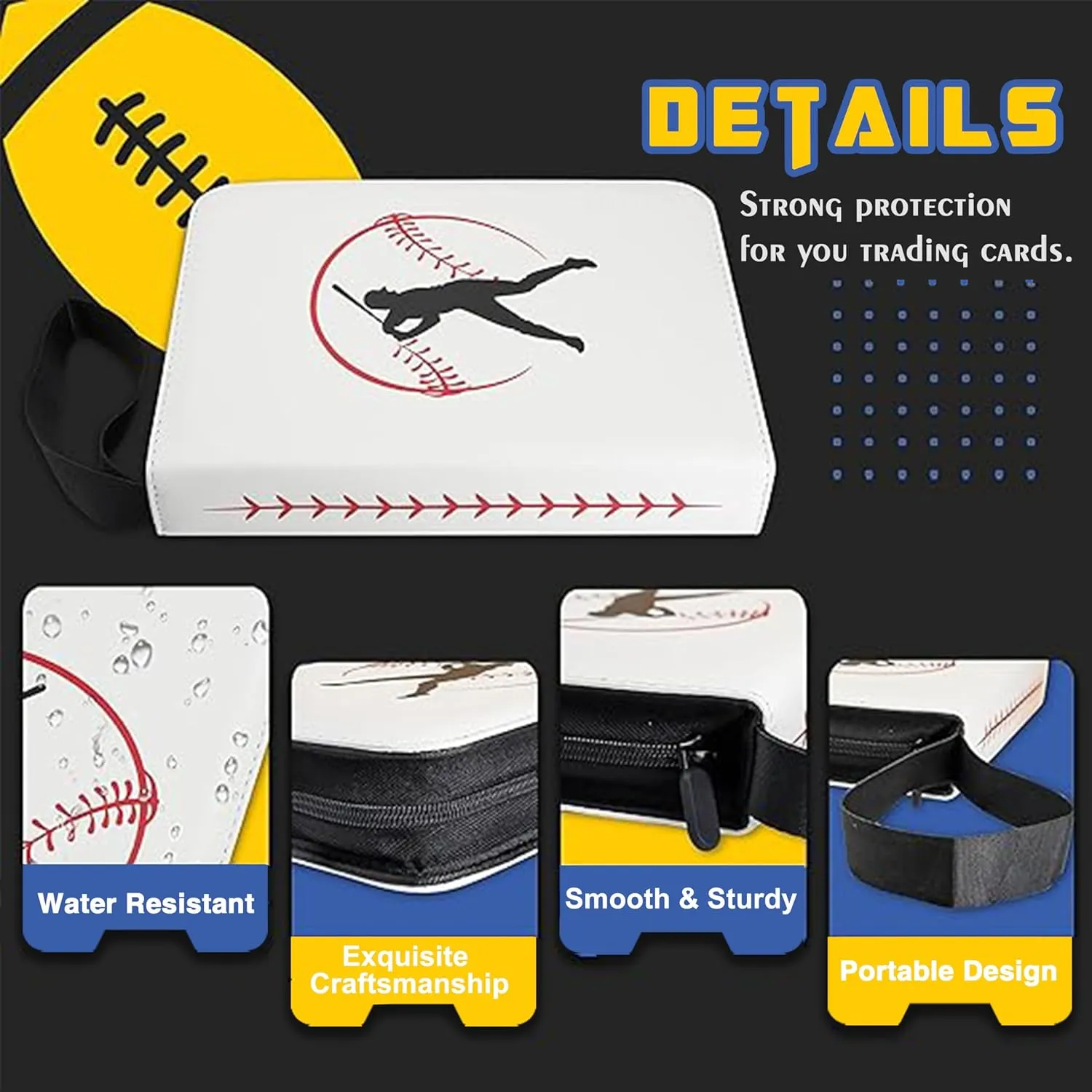 Sports card binder, CLOVERCAT 4 Pocket Baseball Card Binder, 400 Double Sided Pocket Waterproof Album, Display Holder, Expandable, Compatible with Gaming Cards, Yugioh, MTG and Other TCG