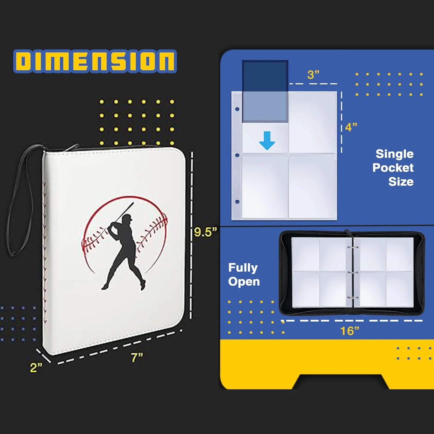 Sports card binder, CLOVERCAT 4 Pocket Baseball Card Binder, 400 Double Sided Pocket Waterproof Album, Display Holder, Expandable, Compatible with Gaming Cards, Yugioh, MTG and Other TCG