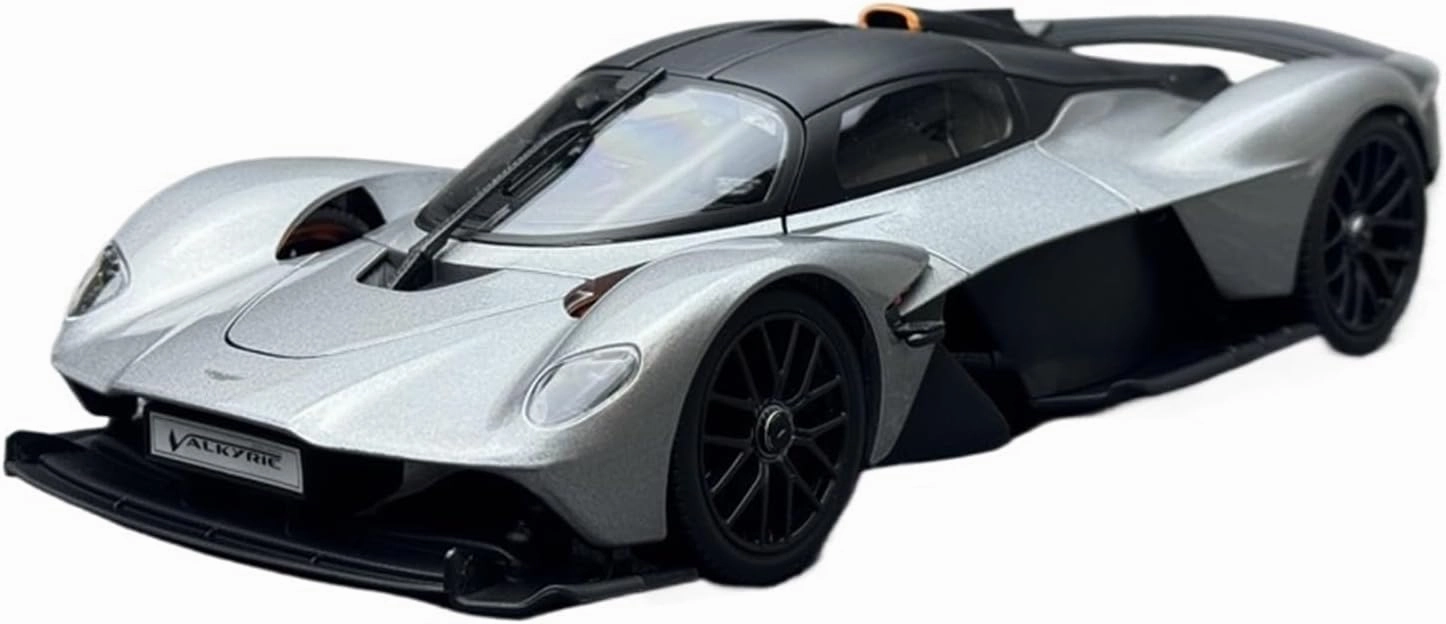 Sports car Metal Model 1:18 for Aston Martin Valkyrie Simulation Alloy Car Model Static Ornaments Silver Green for Home Décor(Silver)