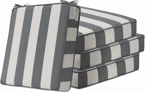 Square Corner Seat Cushions, 19" x 19" x 3", Set of 4, Indoor Outdoor Waterproof Weather Resistant Universal Chair Pads with Ties for Patio Furniture, Garden Deck Dining Chairs, Gray Stripe
