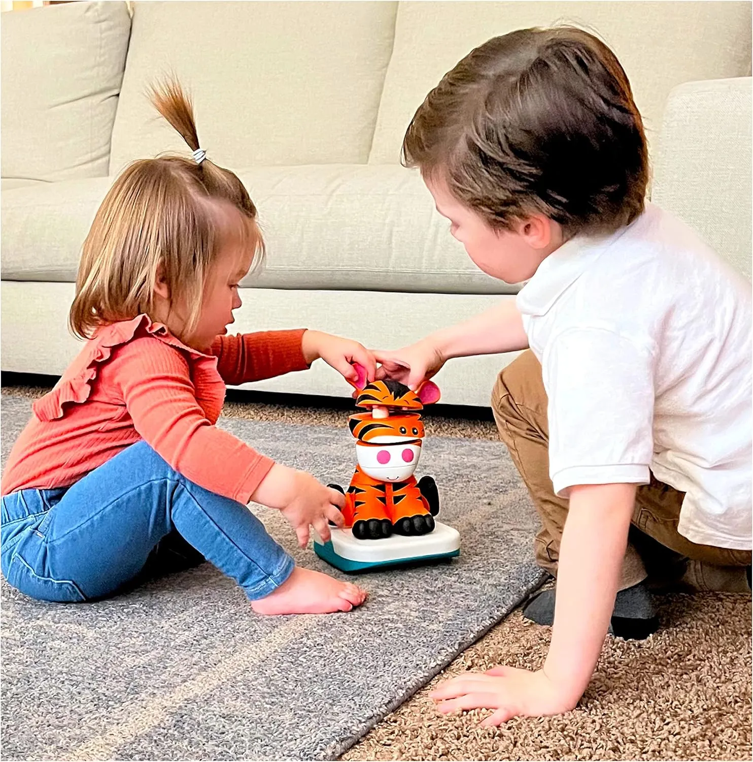 Stack-a-Roos Baby Tiger by Salus Brands - Animal Stacking Toy, Educational Early Learning Toy for Infants Babies Toddlers, Age 12  Months - Great Baby Gifts, STEM